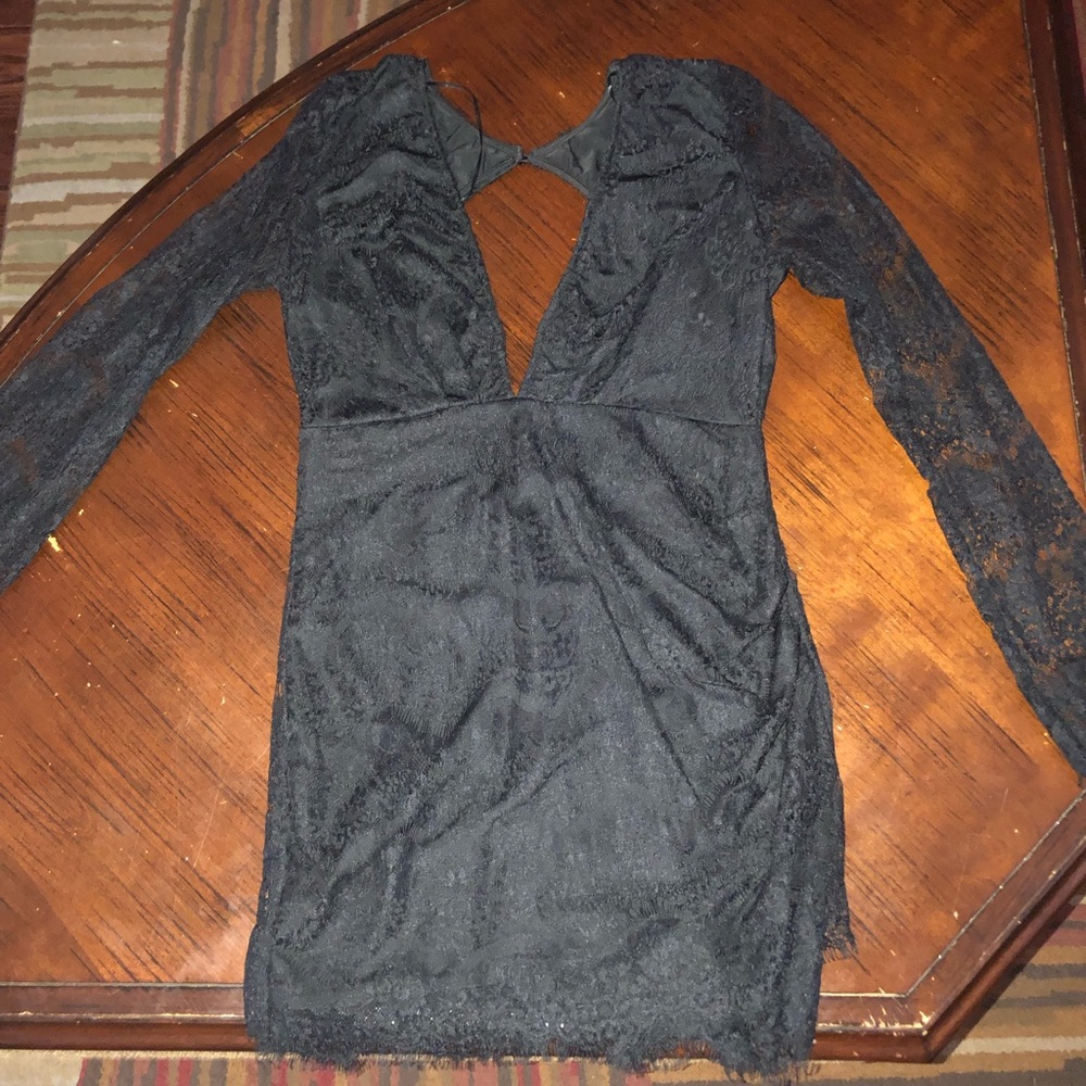 Black lace mini dress
